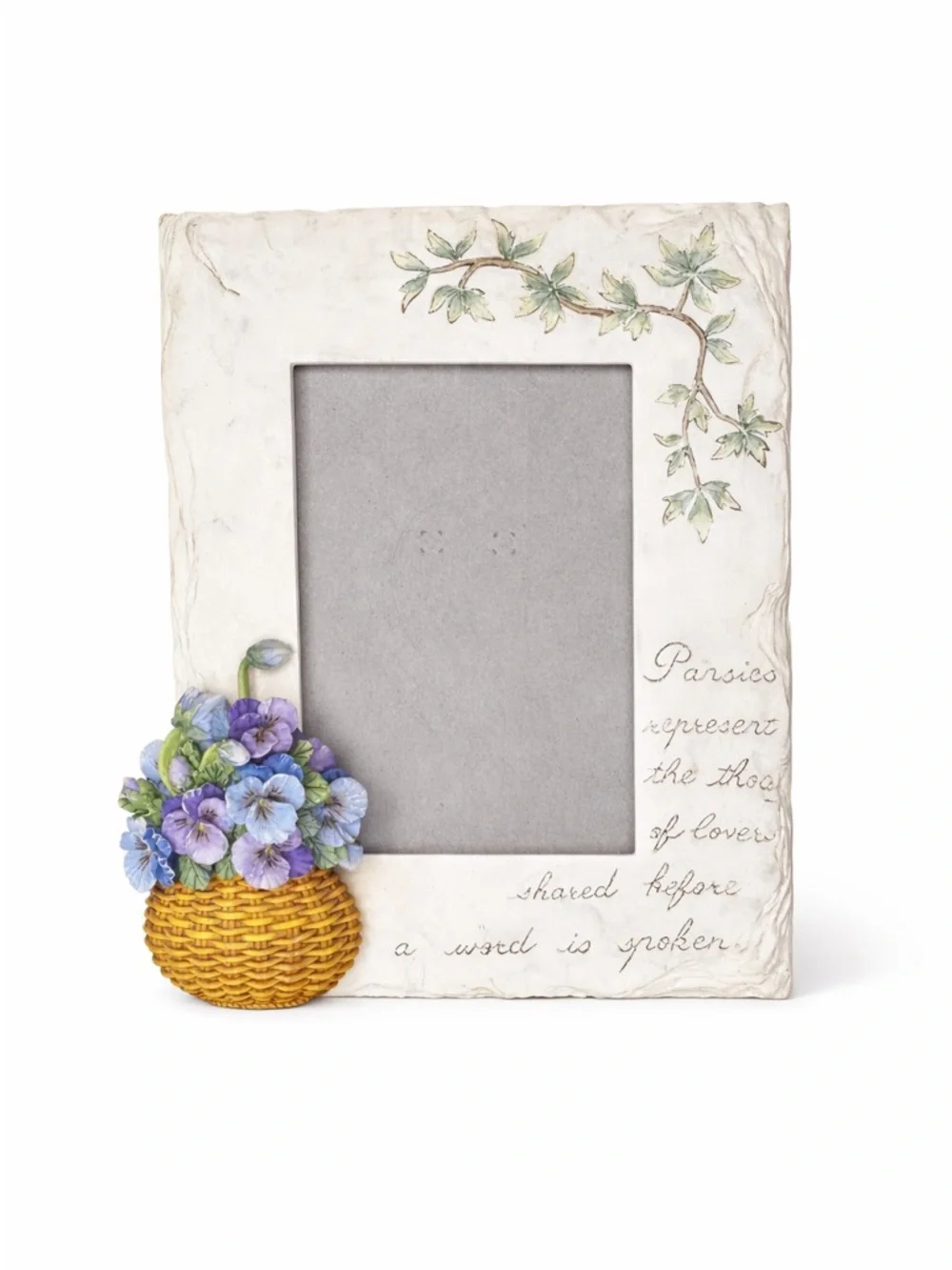 Floral Pansies Decorative Picture Frame - Cream